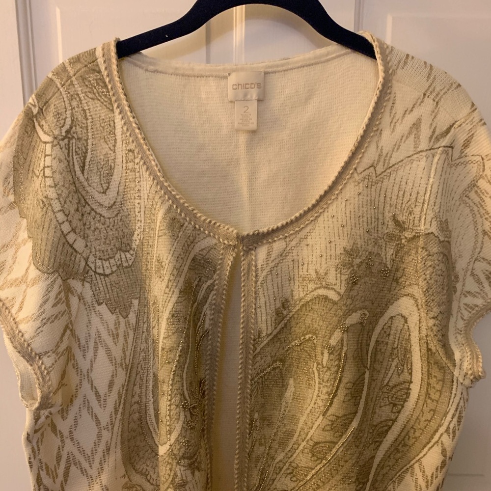 Chico beige and taupe short sleeve sweater